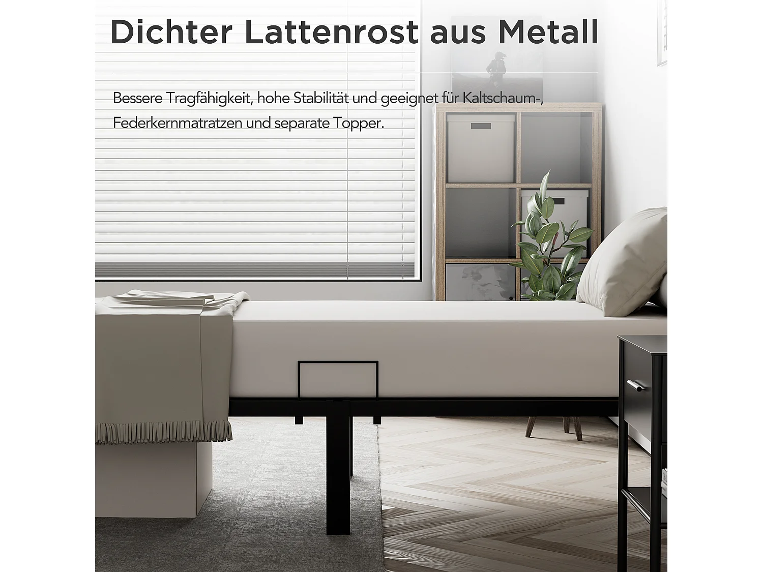 Metallbett mit Stauraum 90 × 200 cm Schwarz