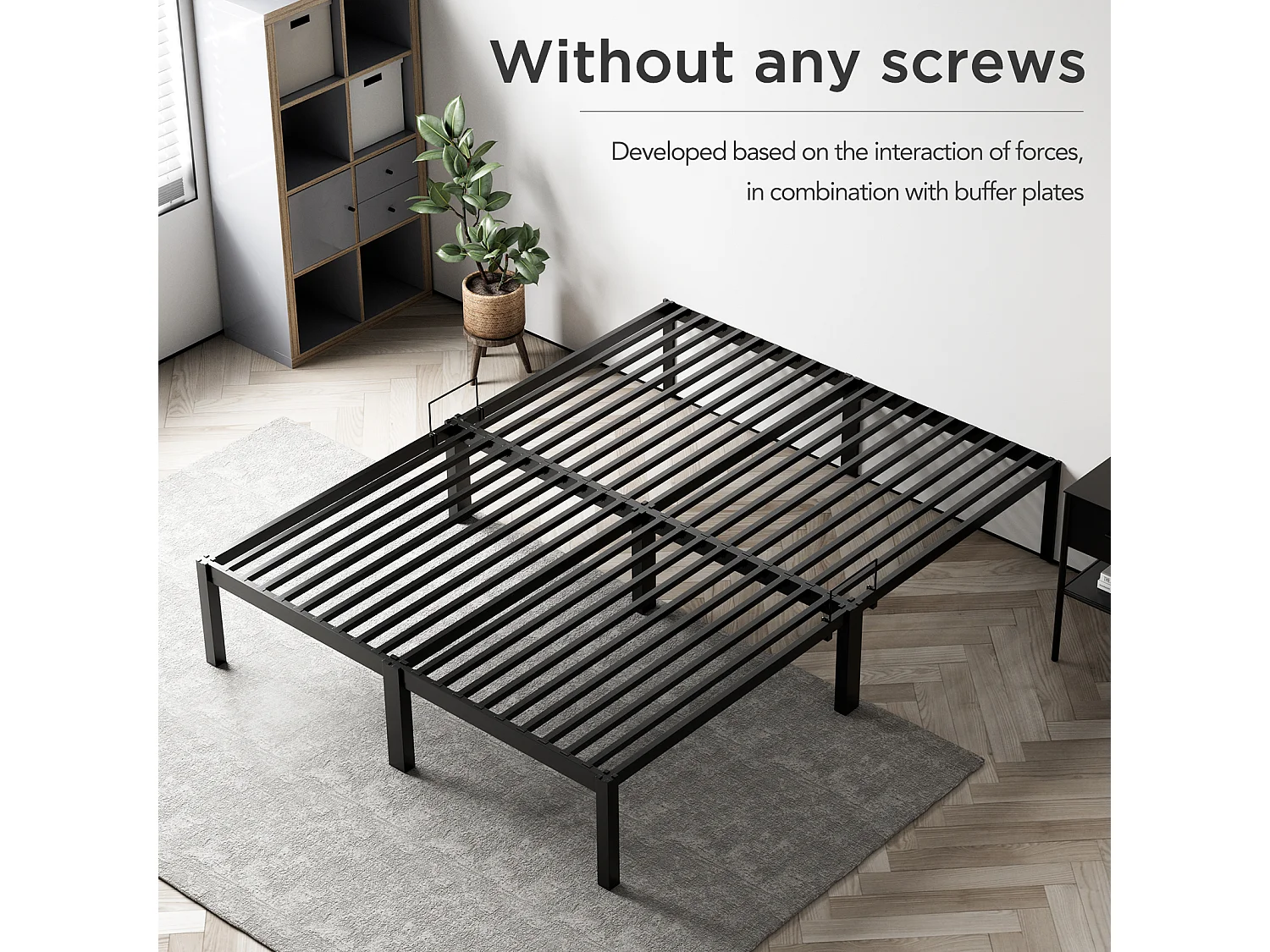 Letto in metallo con spazio contenitore 140 × 200 cm nero
