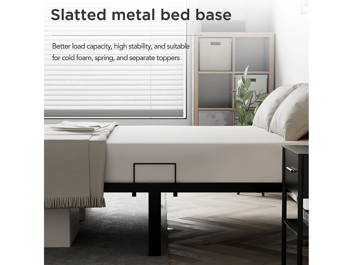 Letto in metallo con spazio contenitore 140 × 200 cm nero