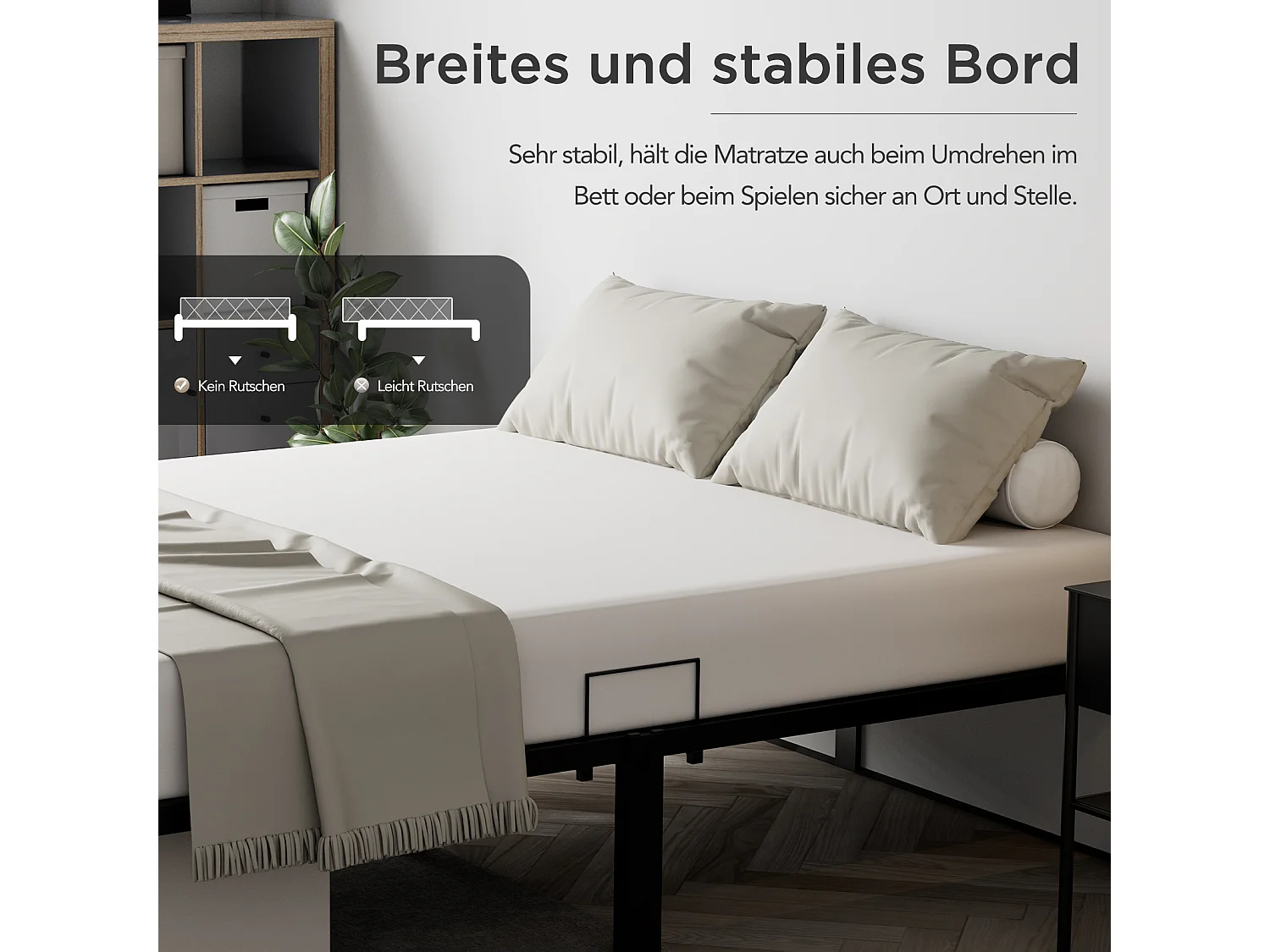 Cama metálica con almacenamiento 140 × 200 cm negra