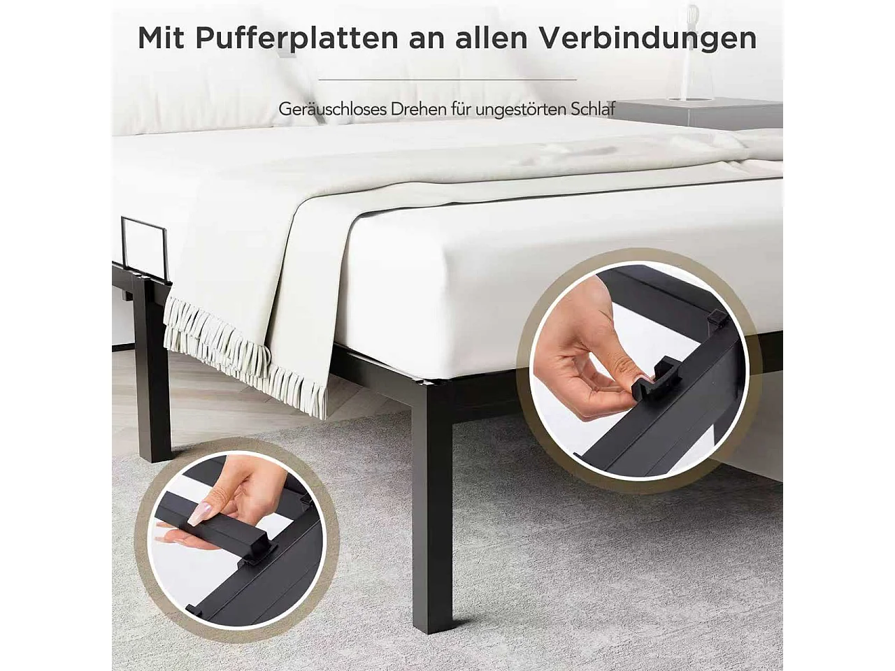 Cama metálica con almacenamiento 140 × 200 cm negra