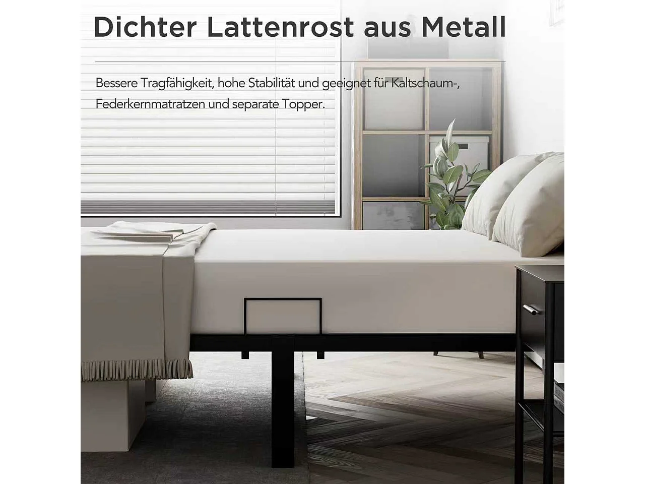 Cama metálica con almacenamiento 140 × 200 cm negra