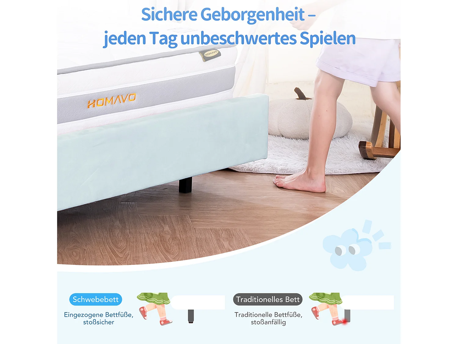 Kinderbett 90 x 200 cm, rosa, einfacher Aufbau, mit mehrfarbigen LEDs, originelles Wolken-Kopfteil