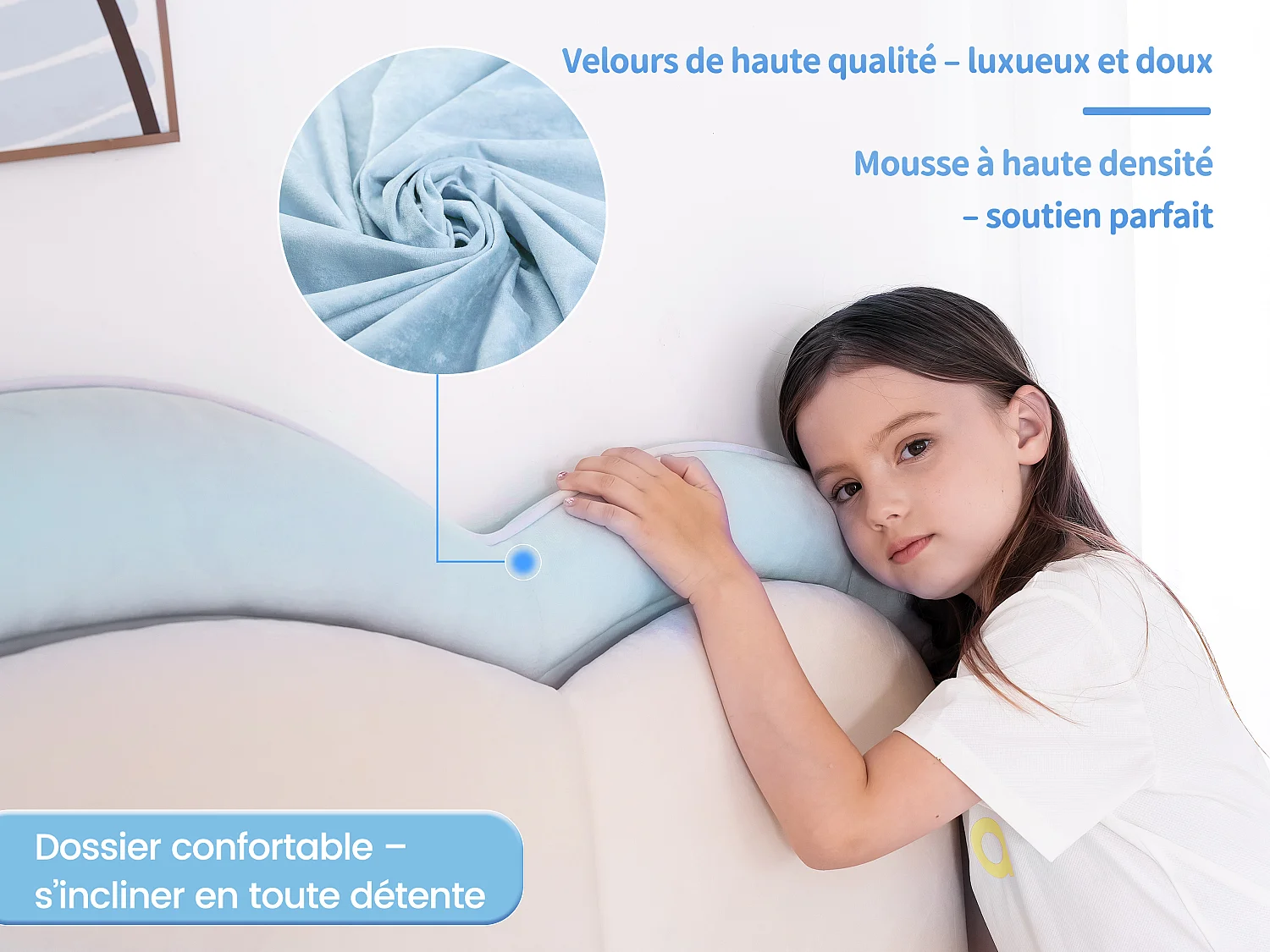 Lit enfant 140x200 cm rose, assemblage facile, avec LED multicolores, tête de lit nuage originale