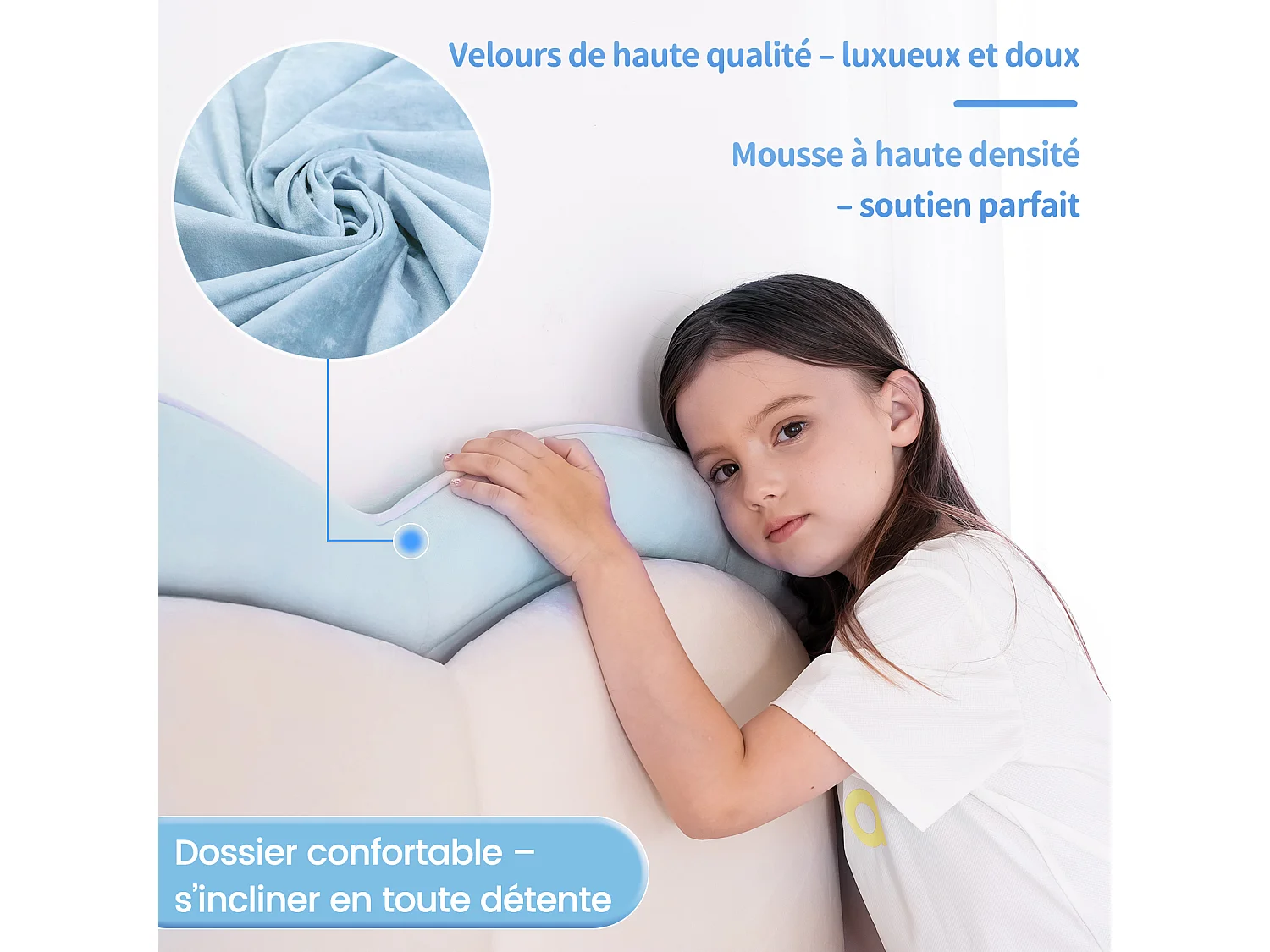 Lit enfant 90x200 cm rose, assemblage facile, avec LED multicolores, tête de lit nuage originale