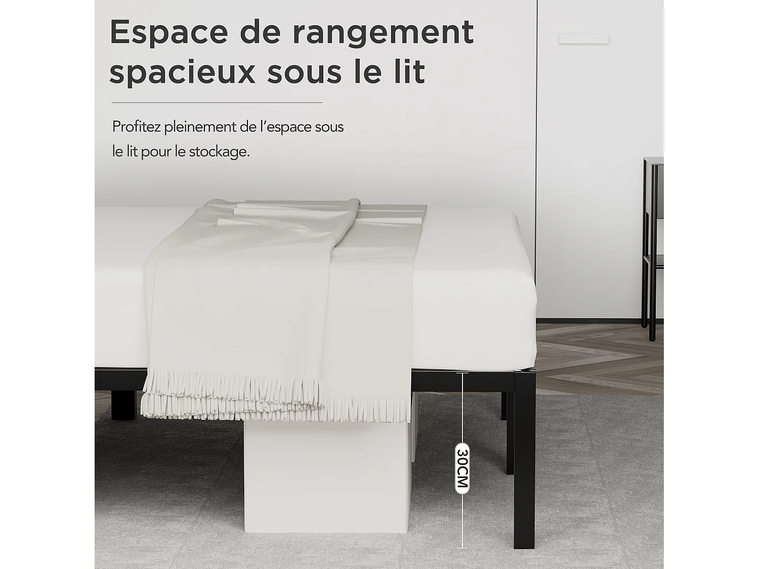 Lit métallique avec rangement 140x200 cm noir