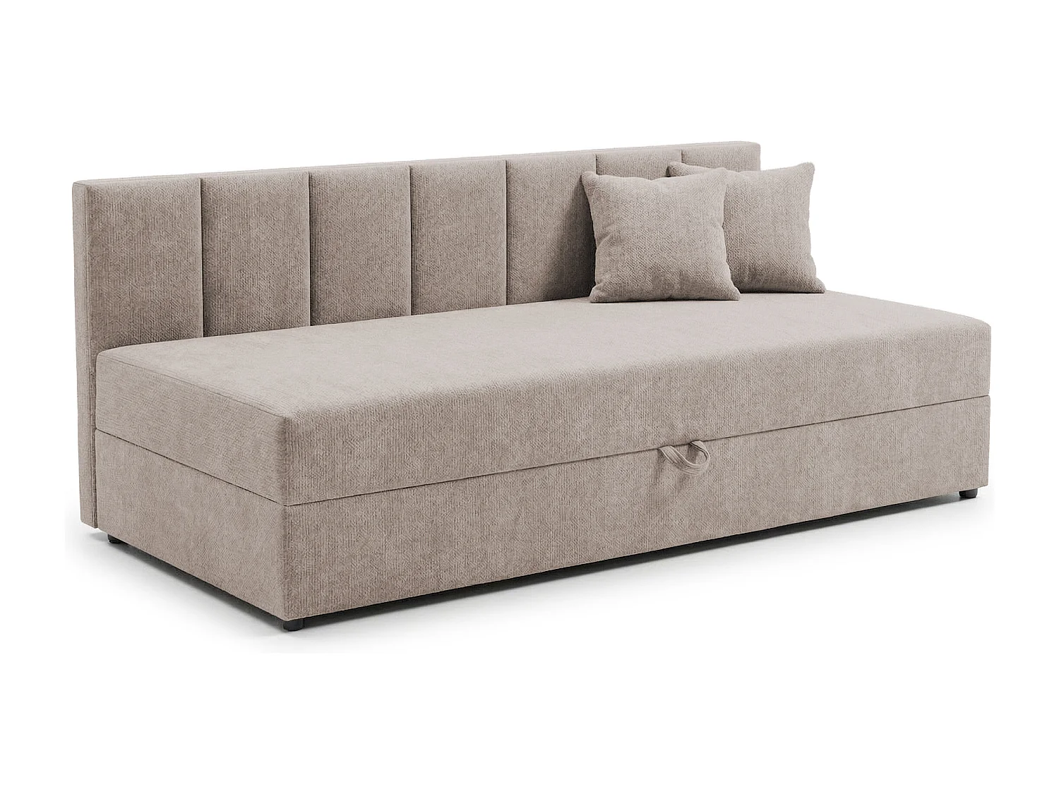 Lit d’appoint avec dossier et grand coffre de rangement en tissu chenille LENNY