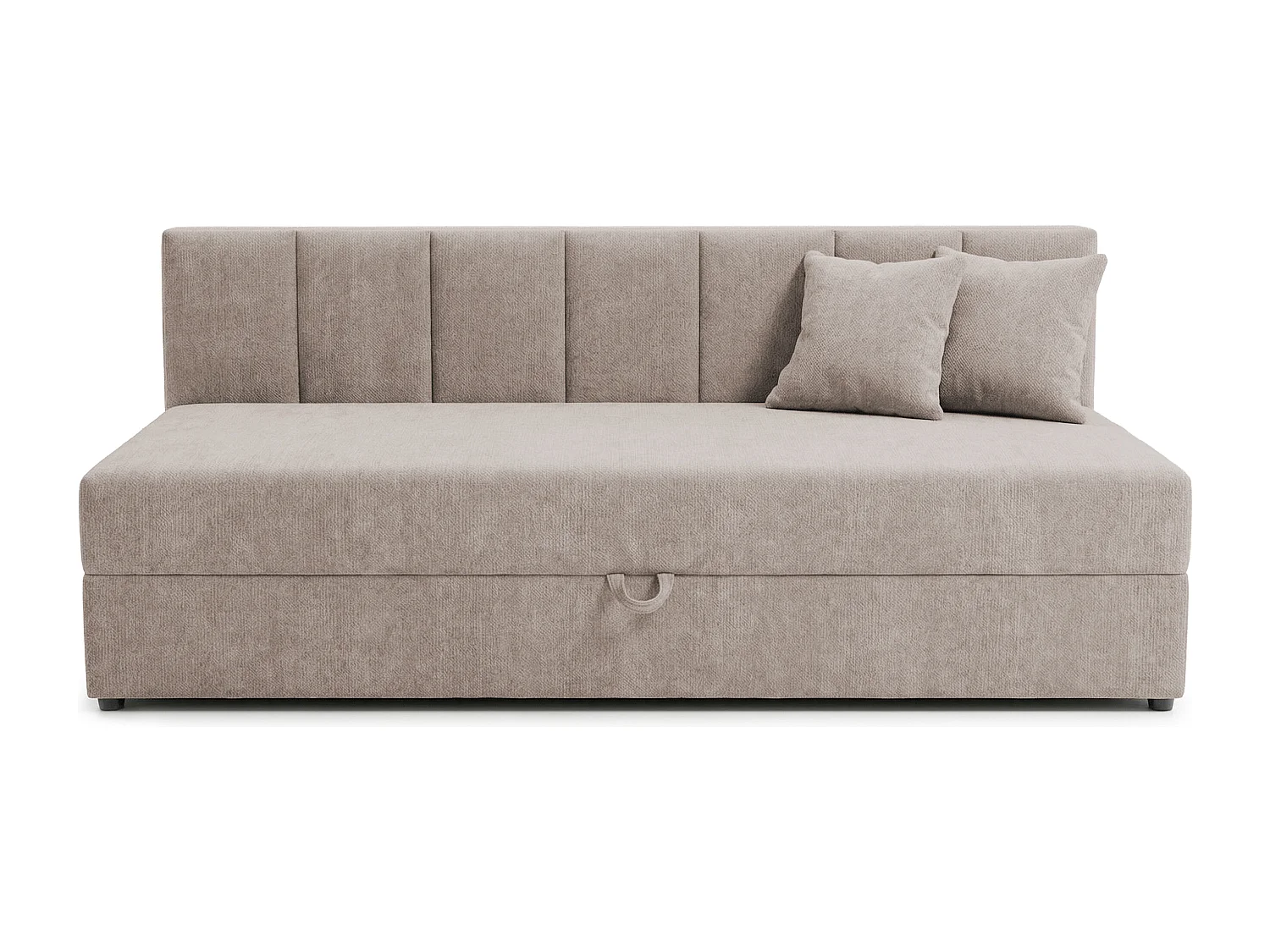 Lit d’appoint avec dossier et grand coffre de rangement en tissu chenille LENNY