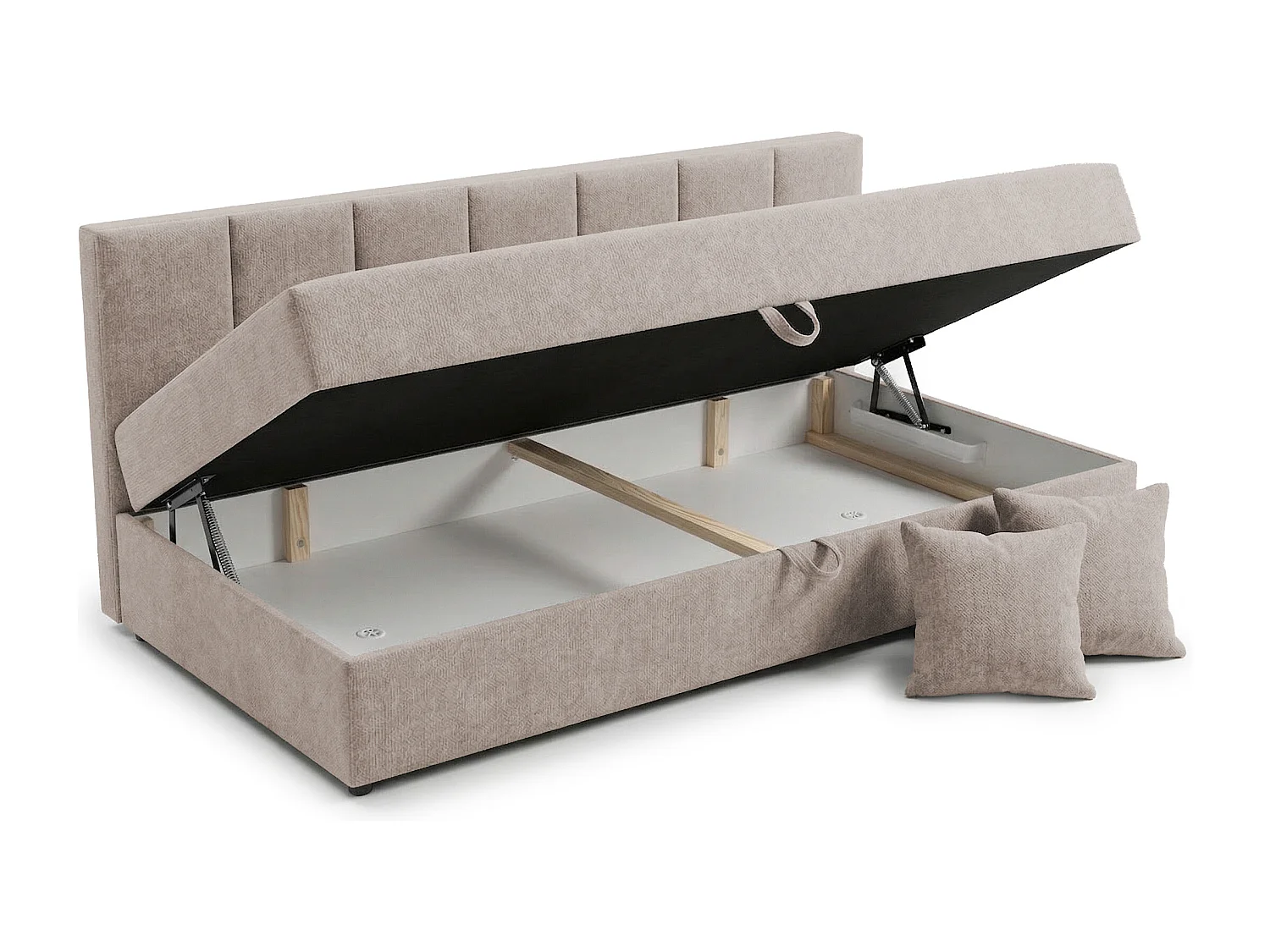 Lit d’appoint avec dossier et grand coffre de rangement en tissu chenille LENNY