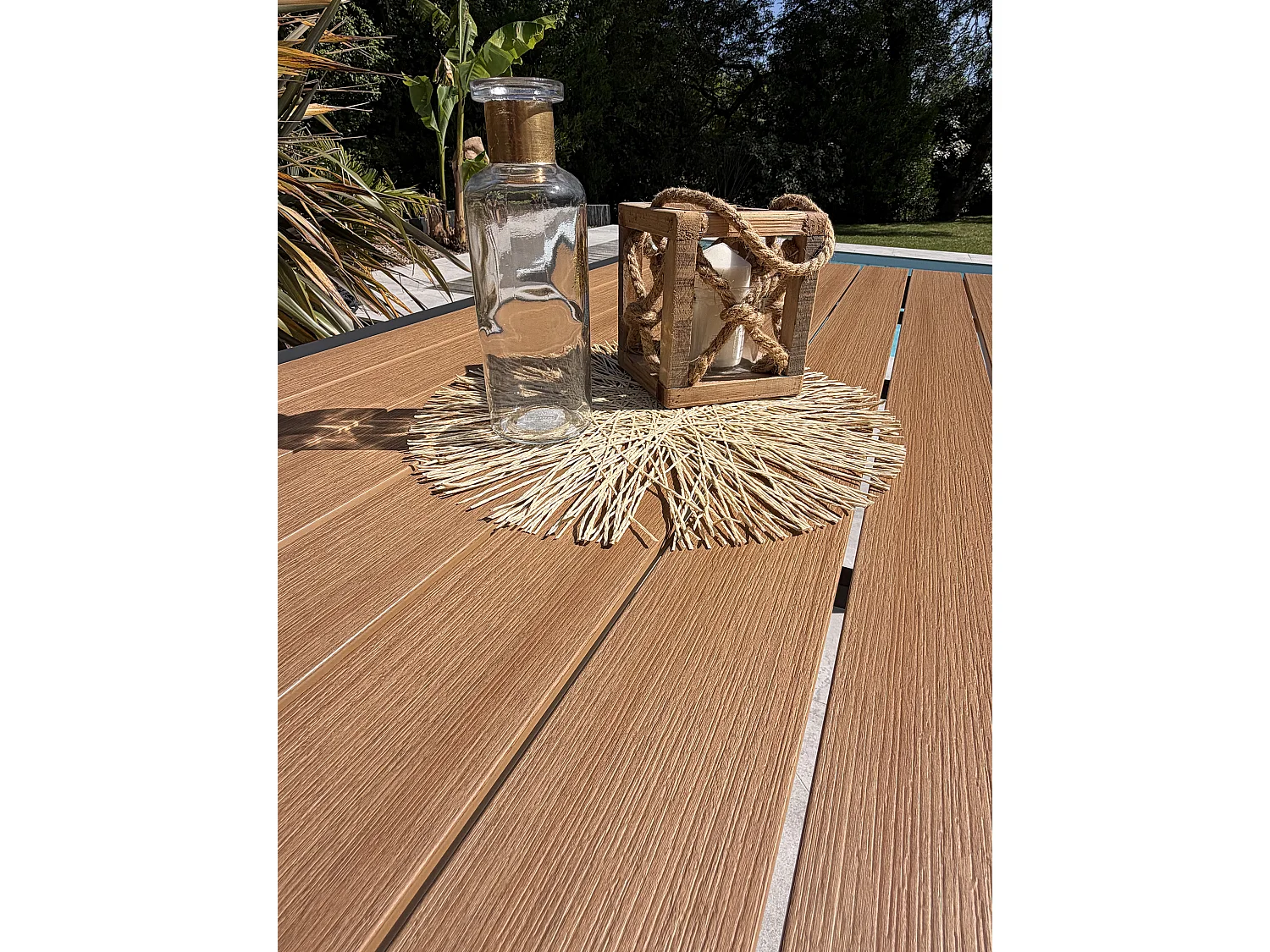 Table de jardin en alu plateau polywood aspect bois - Gris anthracite - TONGA