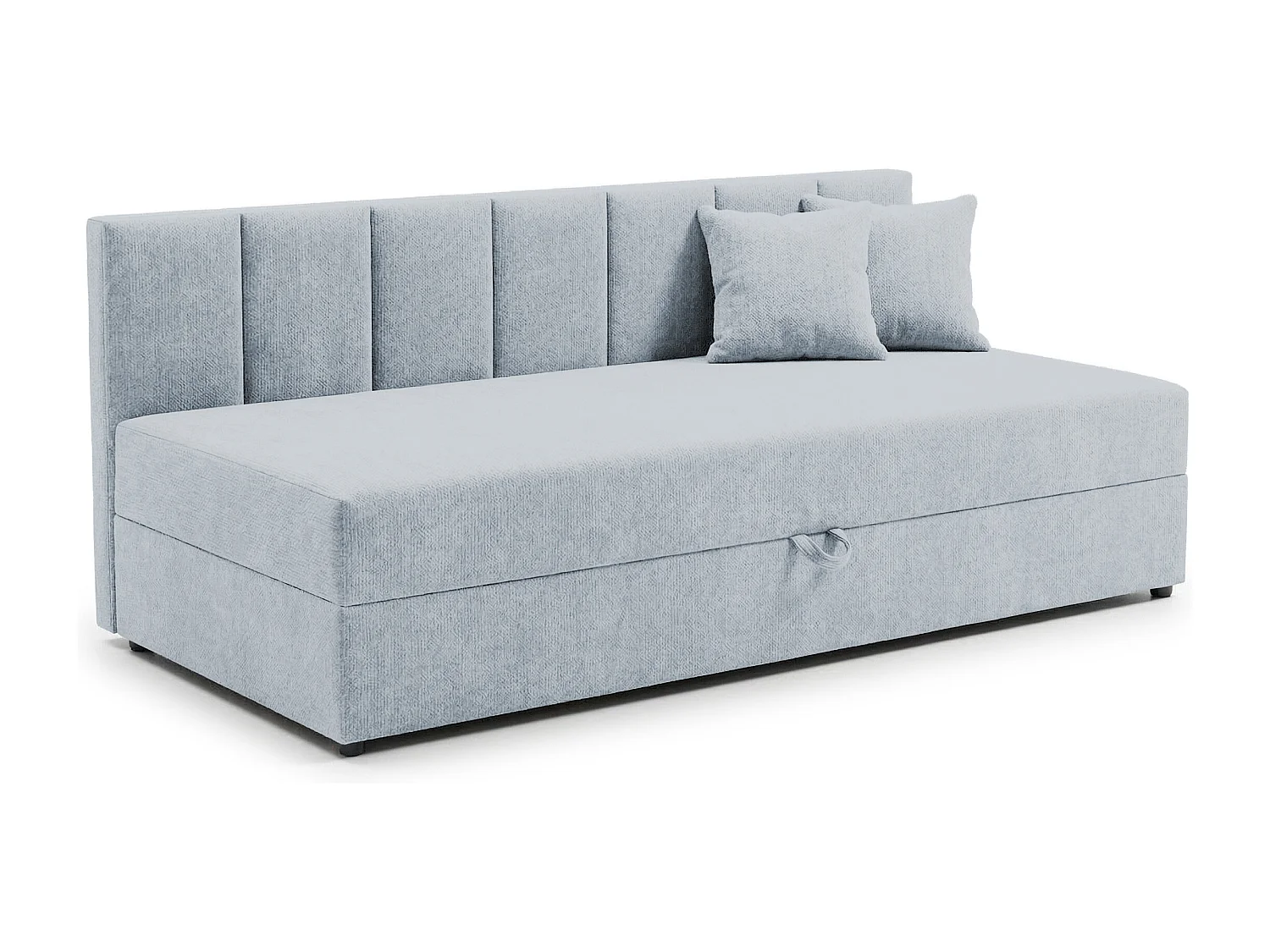 Lit d’appoint avec dossier et grand coffre de rangement en tissu chenille LENNY