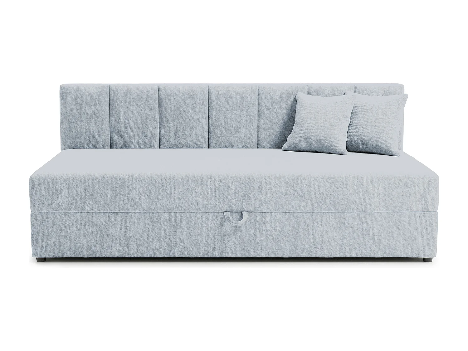 Lit d’appoint avec dossier et grand coffre de rangement en tissu chenille LENNY