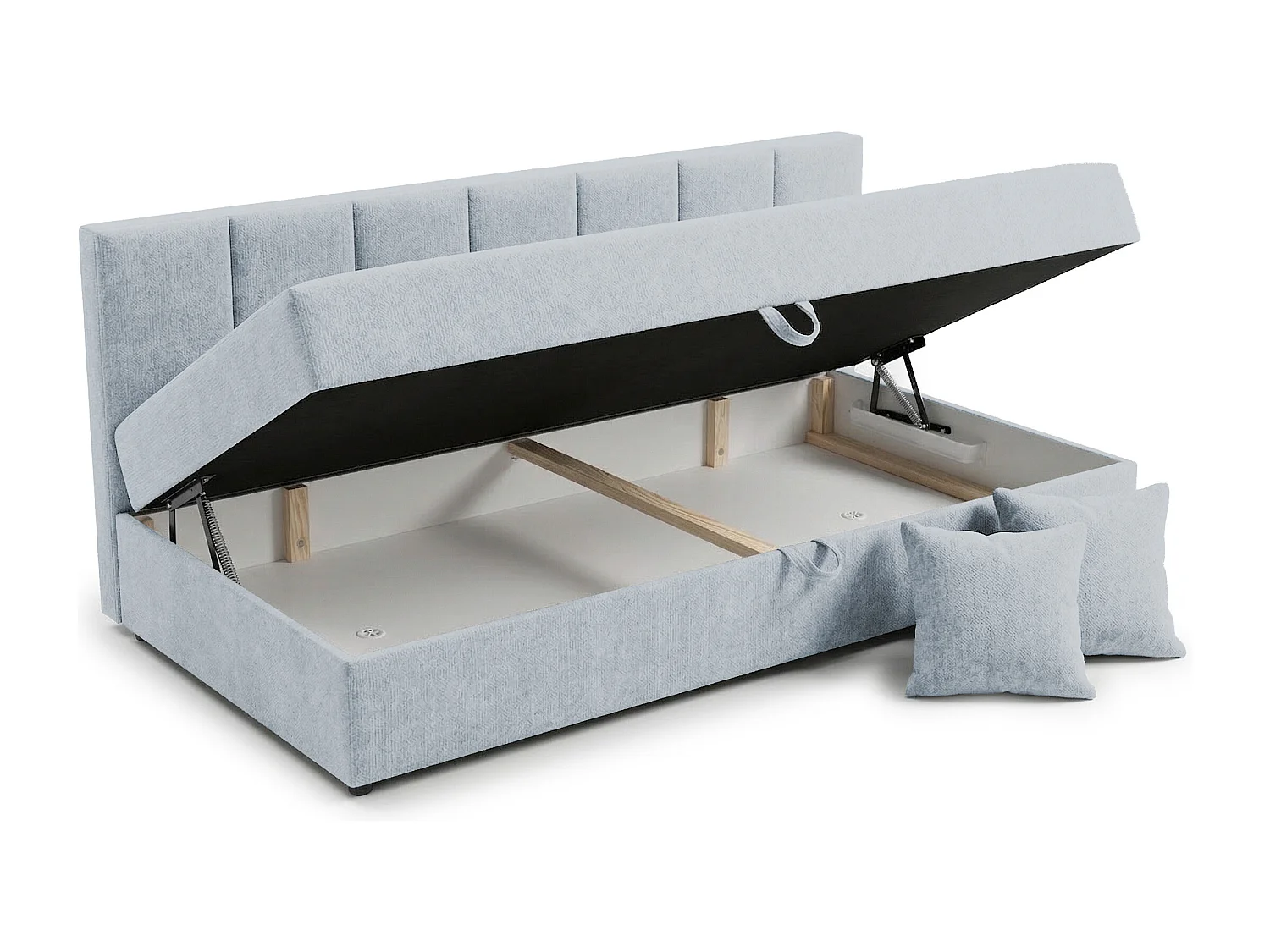Lit d’appoint avec dossier et grand coffre de rangement en tissu chenille LENNY