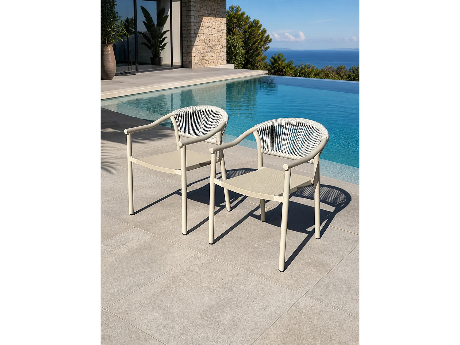 Set aus 2 Gartensesseln - Greige