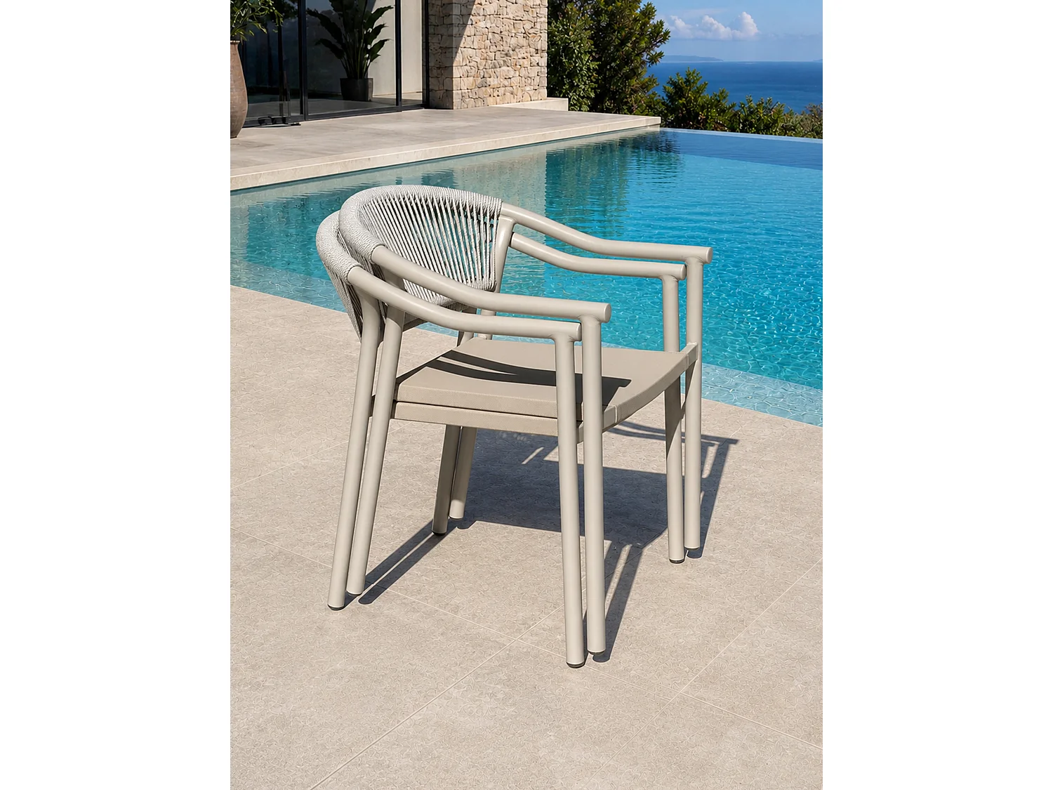 Set aus 2 Gartensesseln - Greige