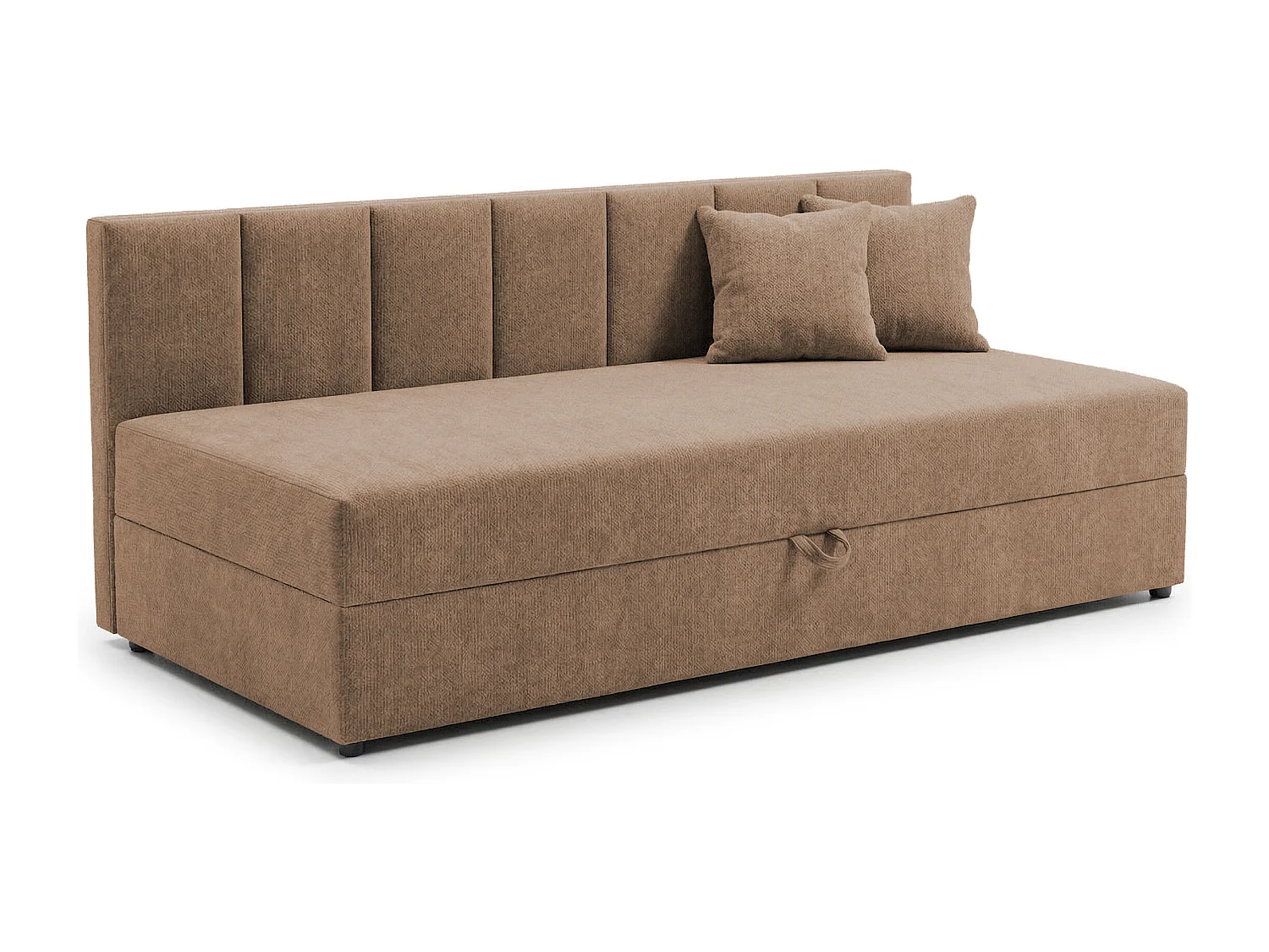 Lit d’appoint avec dossier et grand coffre de rangement en tissu chenille LENNY