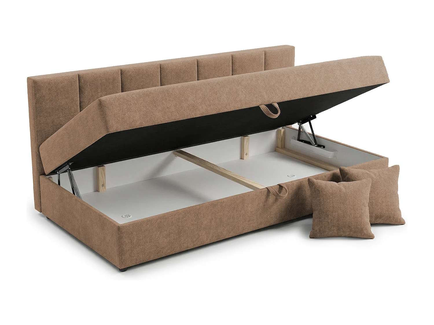 Lit d’appoint avec dossier et grand coffre de rangement en tissu chenille LENNY