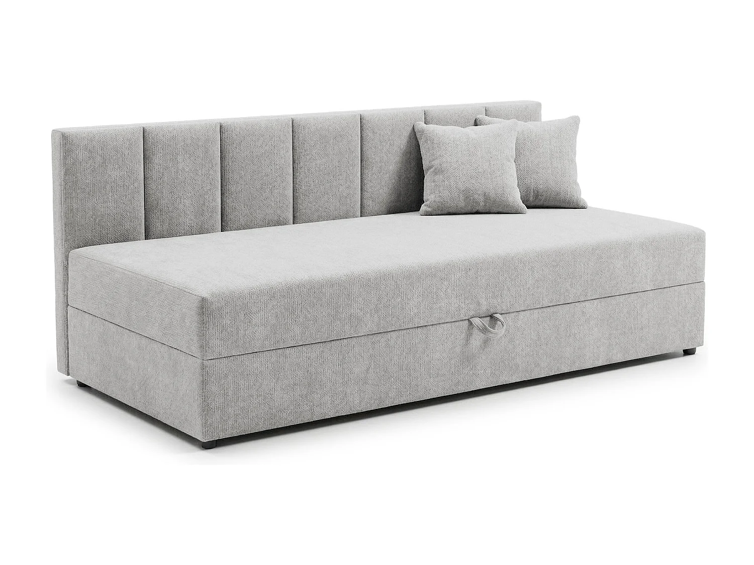 Lit d’appoint avec dossier et grand coffre de rangement en tissu chenille LENNY