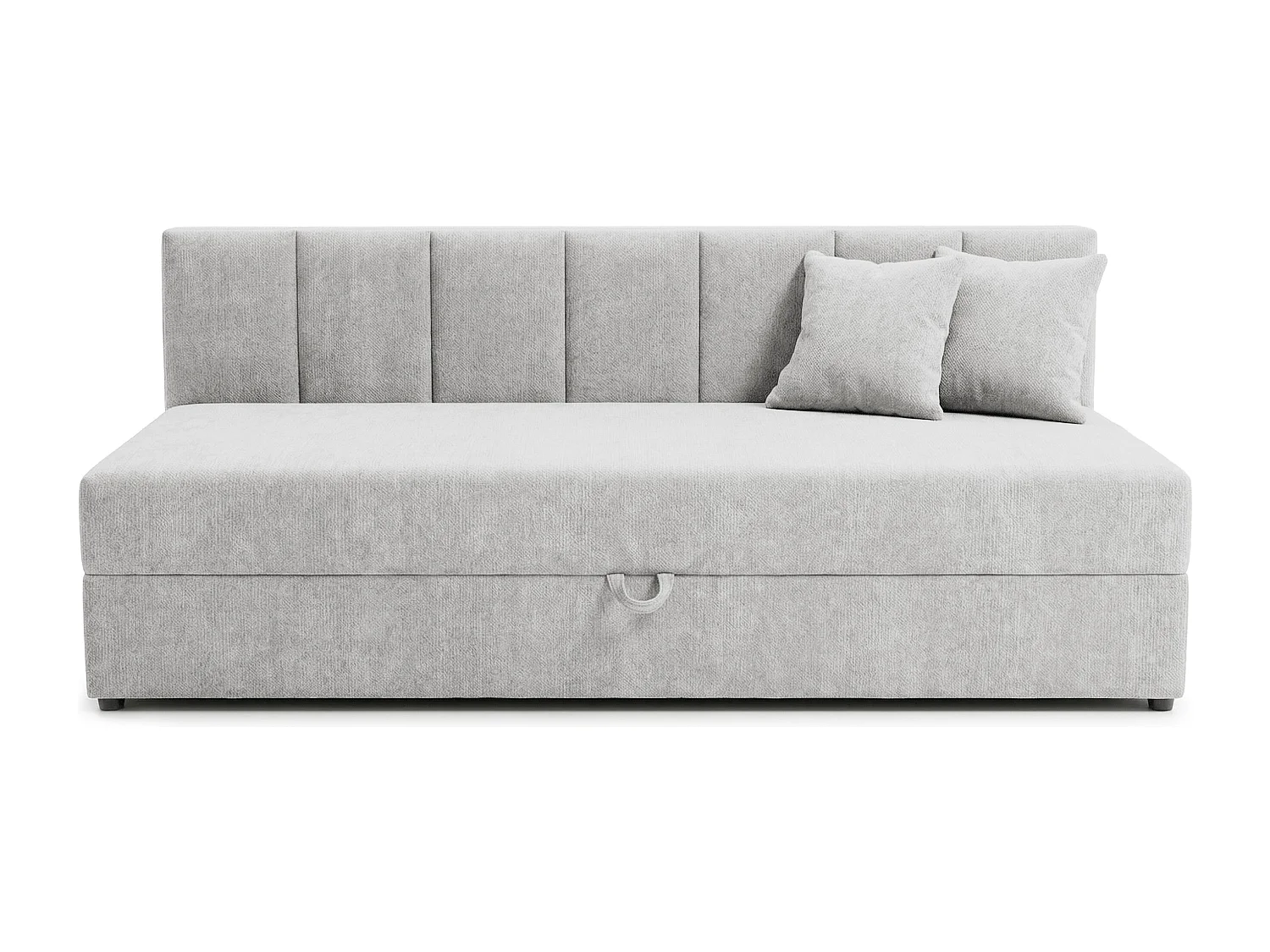 Lit d’appoint avec dossier et grand coffre de rangement en tissu chenille LENNY