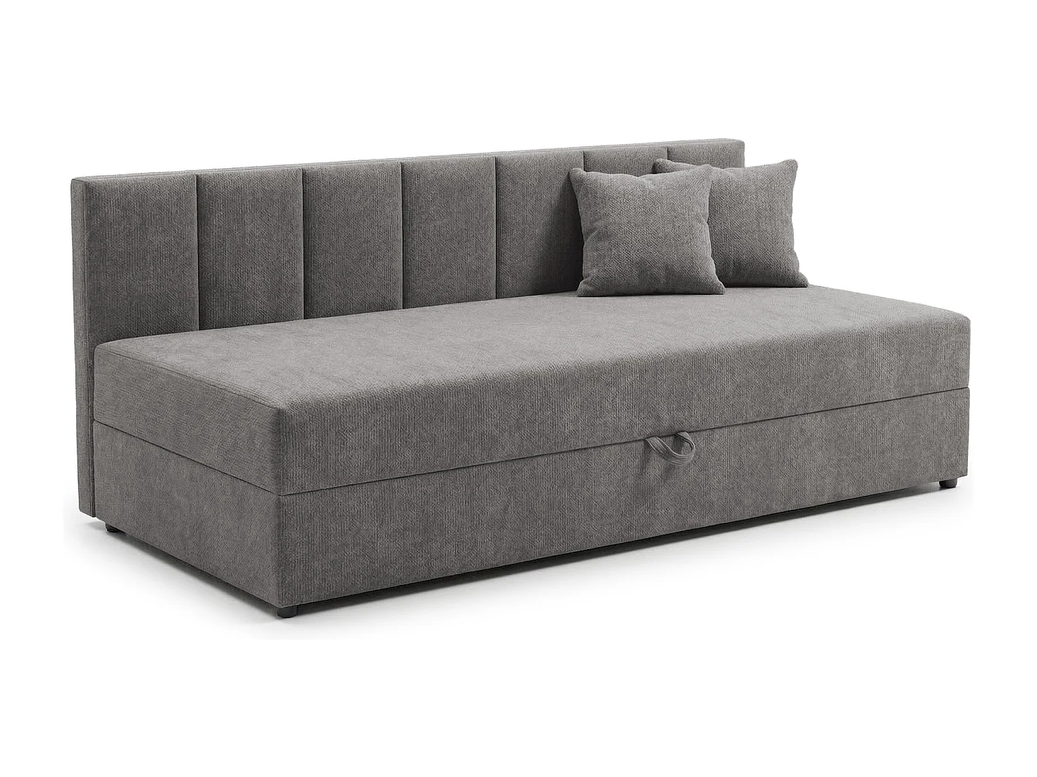 Lit d’appoint avec dossier et grand coffre de rangement en tissu chenille LENNY