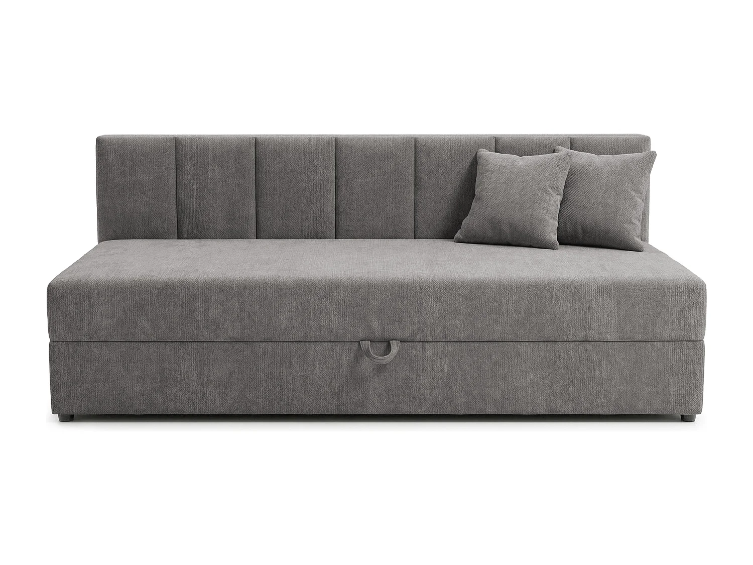 Lit d’appoint avec dossier et grand coffre de rangement en tissu chenille LENNY