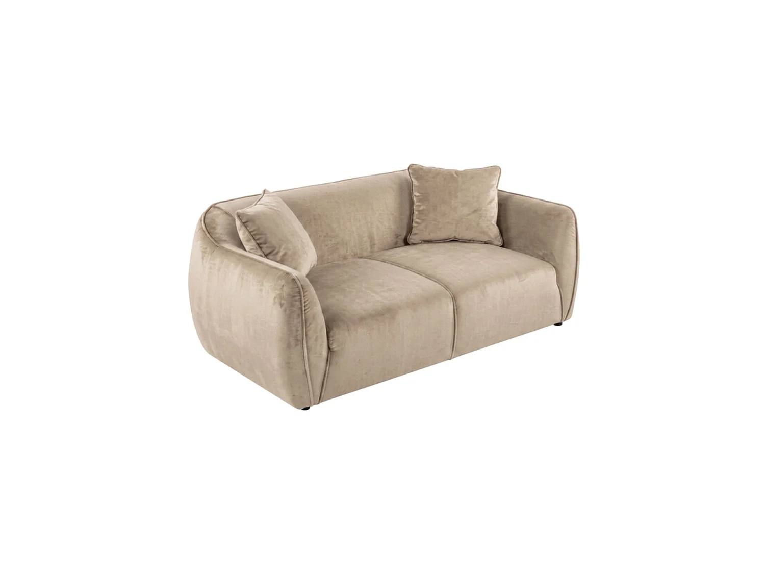 Canapé 2 places Nube + deux coussins décoratifs, beige