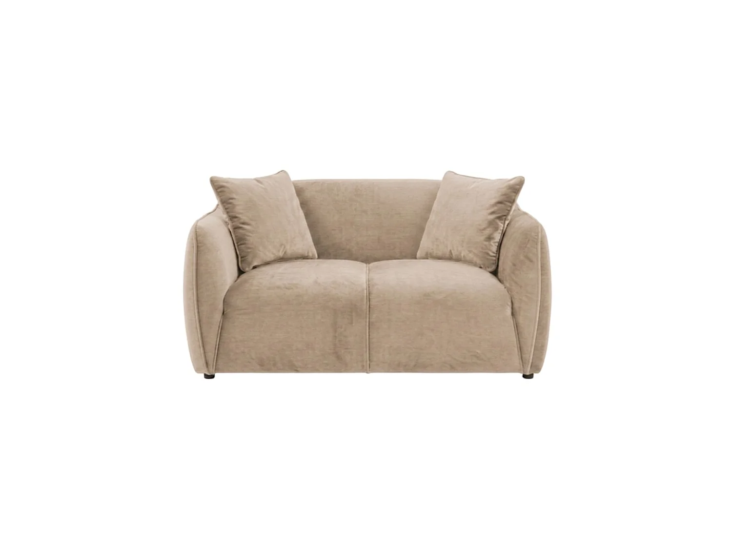 Canapé 2 places Nube + deux coussins décoratifs, beige
