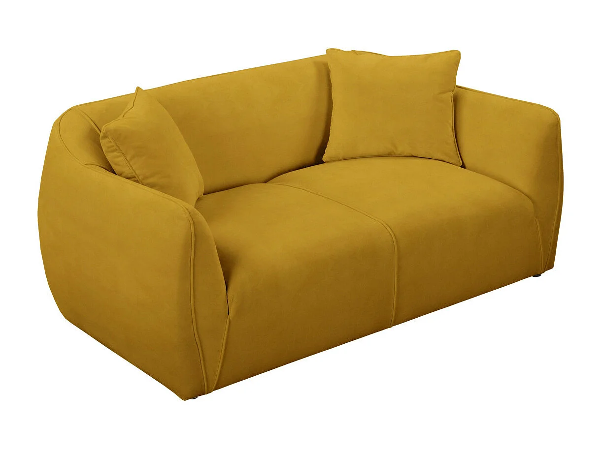 Canapé 2 places Nube + deux coussins décoratifs, jaune