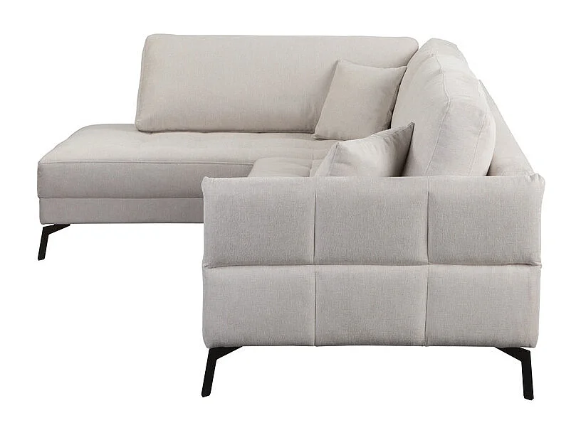 Brisa hoekbank links, 3-zits plus chaise longue + twee sierkussens, crème