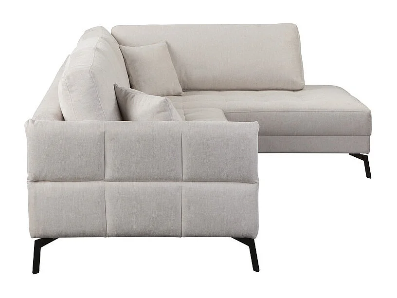 Brisa hoekbank rechts, 3-zits plus chaise longue + twee sierkussens, crème