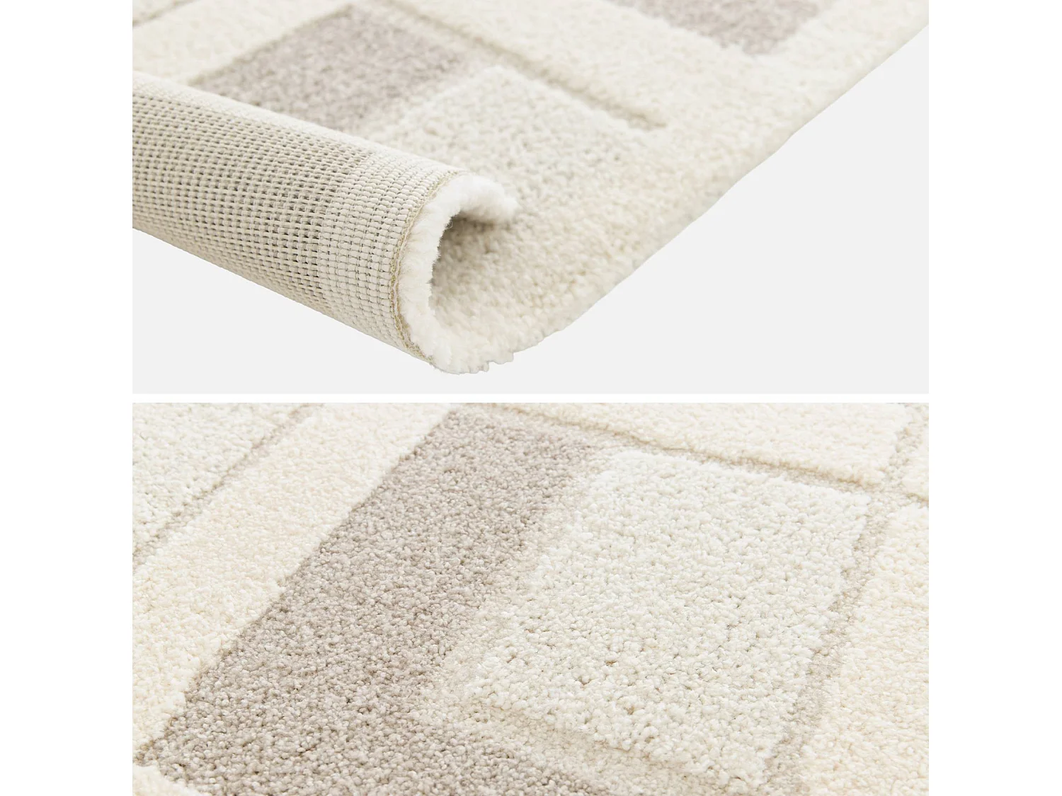 Tapis intérieur motifs géométriques crème 80x150cm - Eve