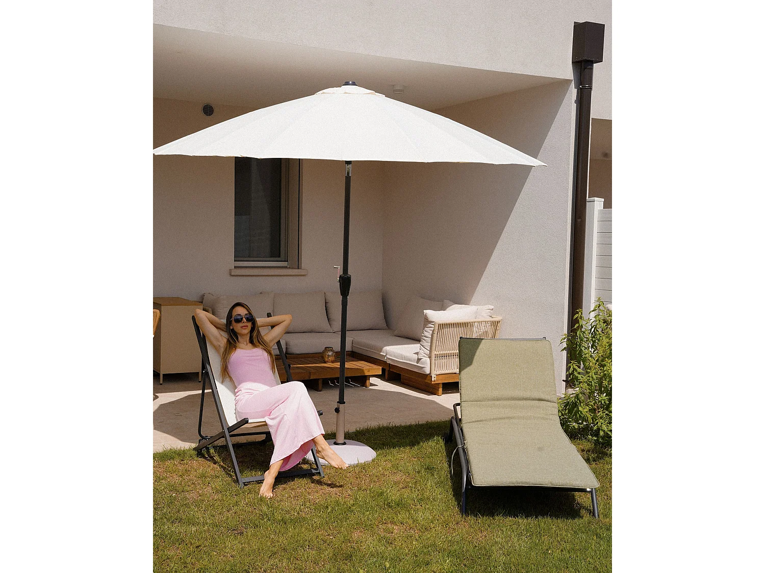 Sun Lounger VOLTERRA Reclining Metal Green