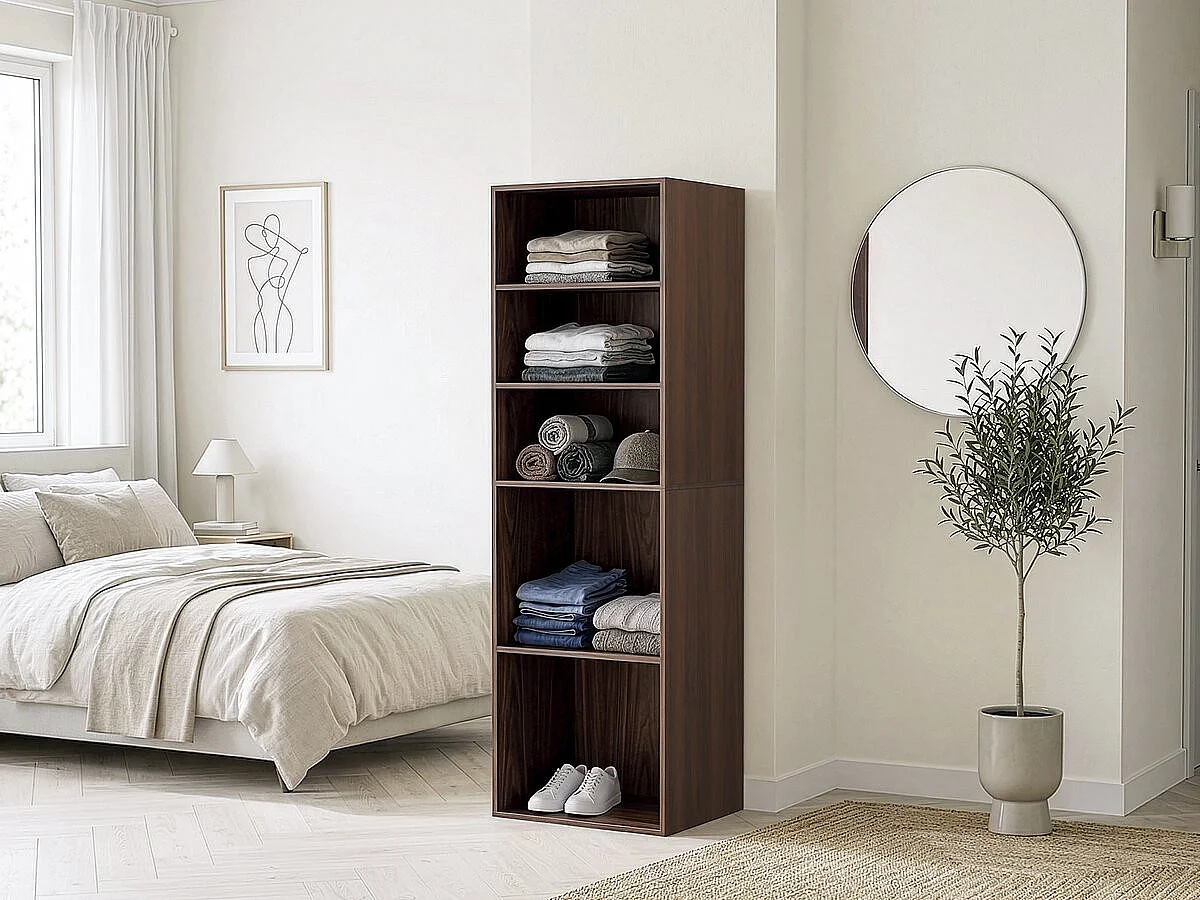 Armoire avec 5 étagères "Opéra" - 60 x 45 x 180 cm - Marron