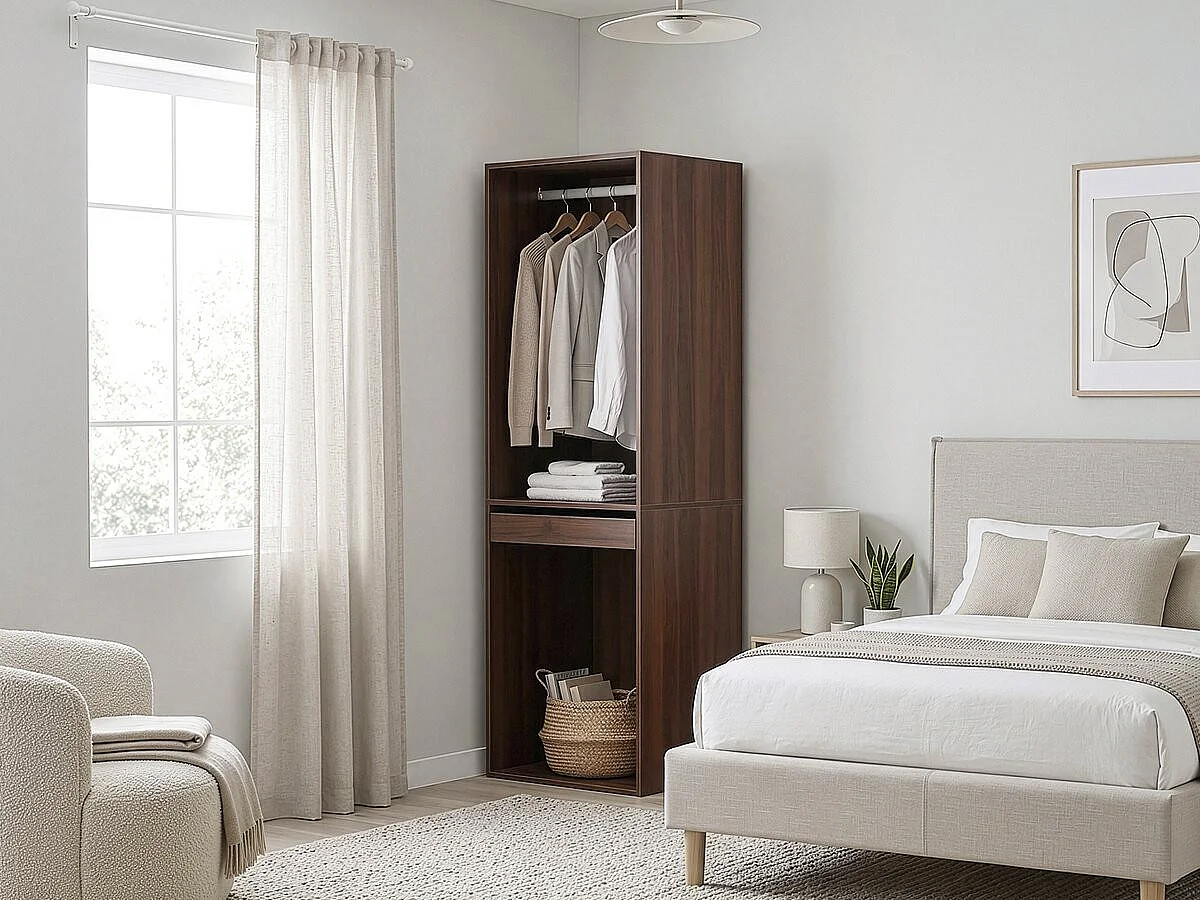 Armoire avec penderie "Opéra" - 60 x 45 x 180 cm - Marron