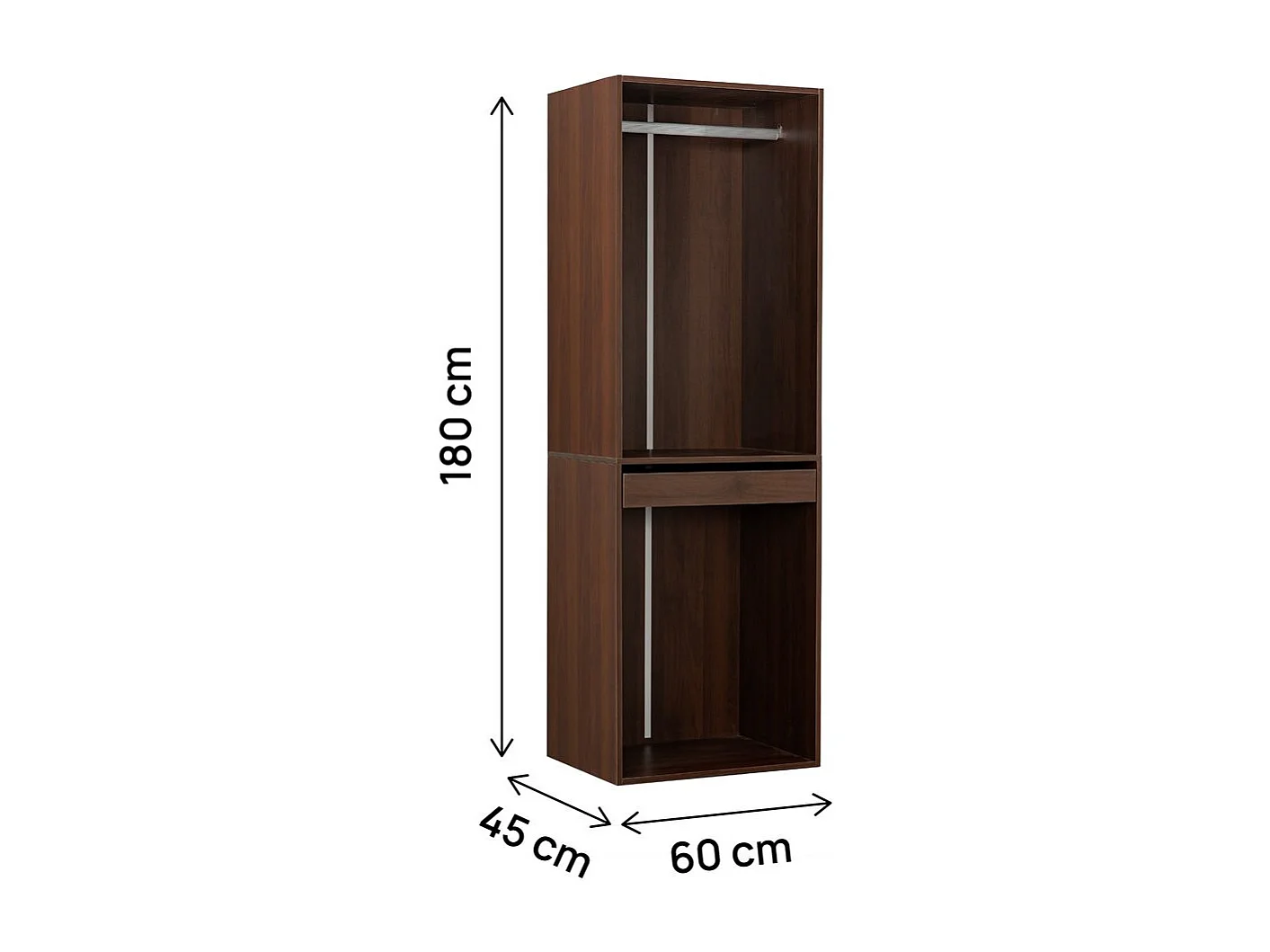 Armoire avec penderie "Opéra" - 60 x 45 x 180 cm - Marron