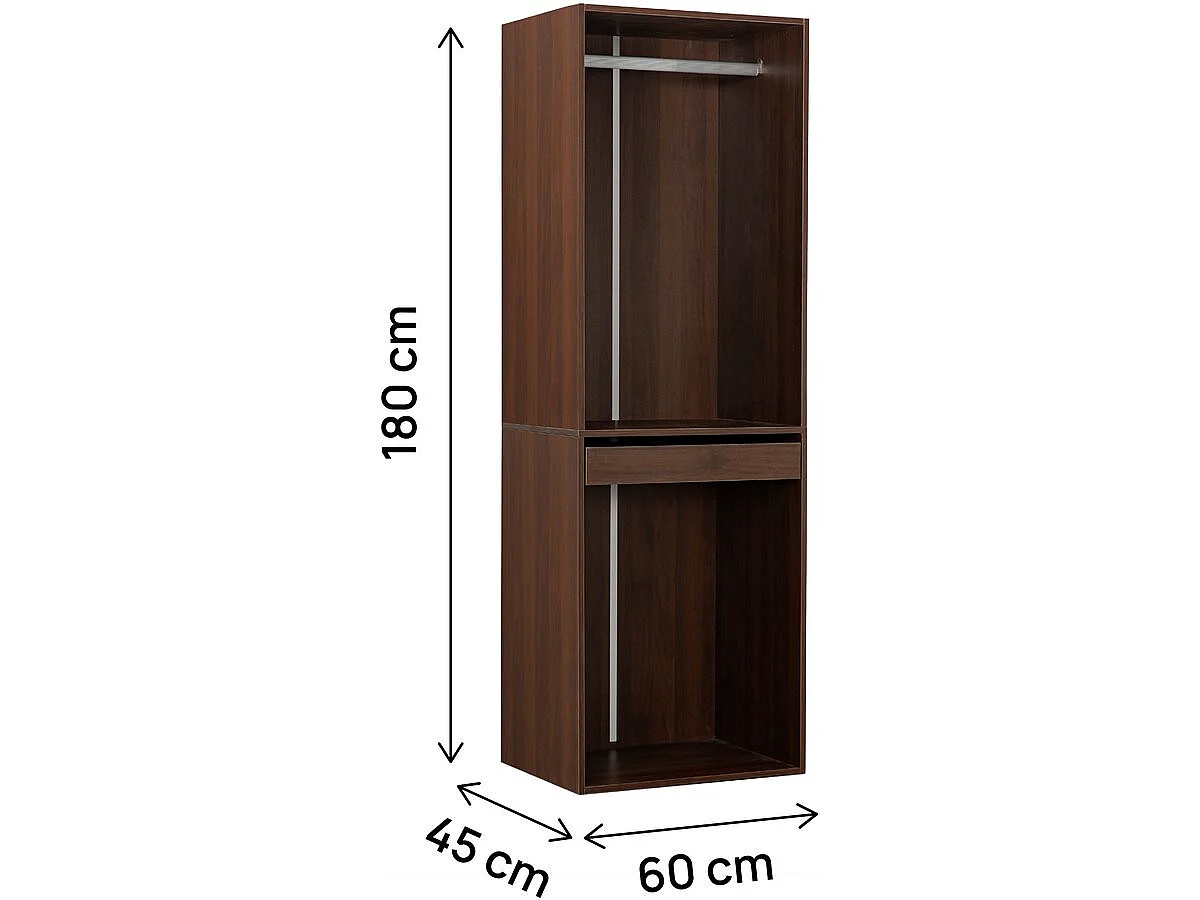 Armário com varão <<Opéra>> - 60 x 45 x 180 cm - Castanho