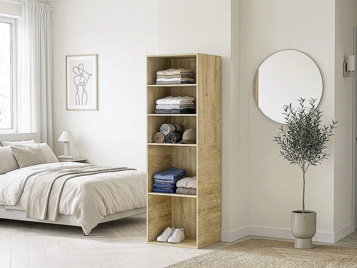 "Opéra" Garderob med 5 Hyllor - Beige 60x45x180 cm - Robust Konstruktion - Inomhusbruk