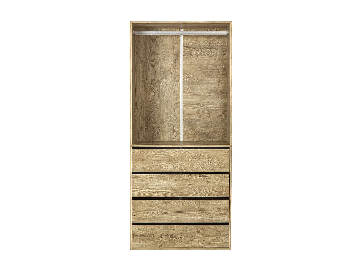 Roupeiro "Opéra" com 4 gavetas e 1 espaço para pendurar - 80 x 45 x 180 cm - Bege