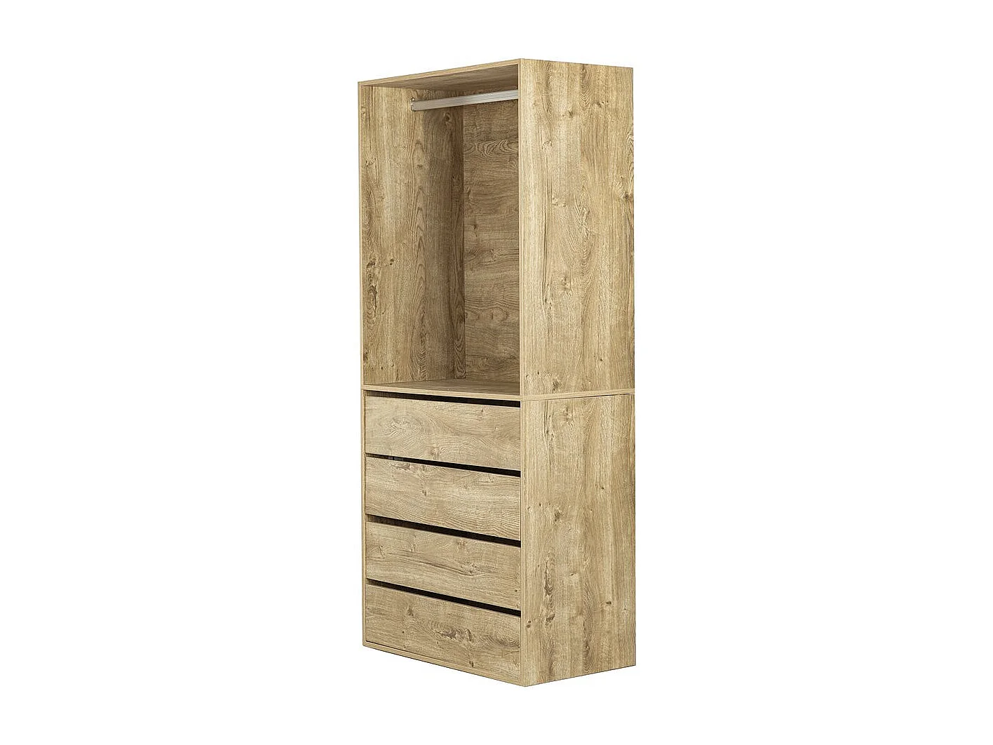 Roupeiro "Opéra" com 4 gavetas e 1 espaço para pendurar - 80 x 45 x 180 cm - Bege