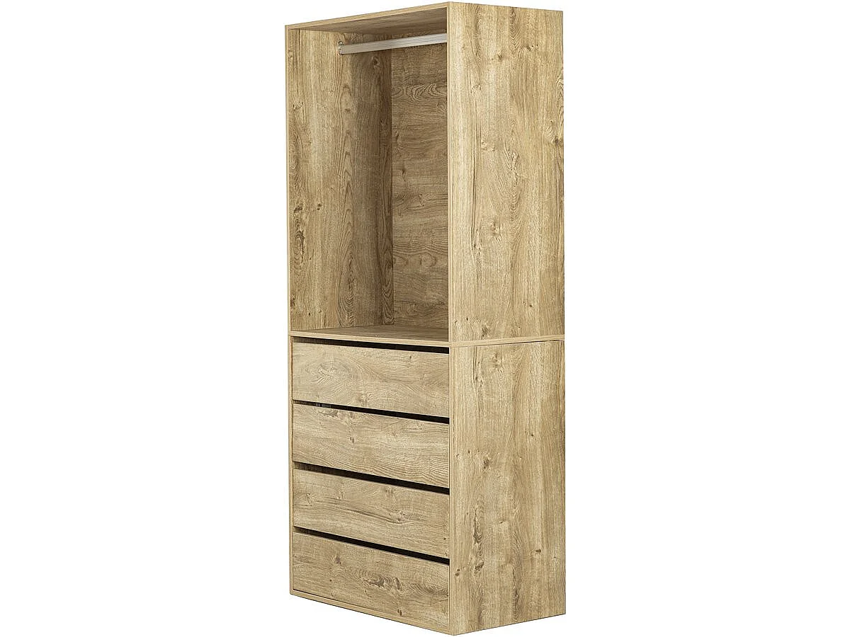"Opera" 4-lådig garderob med hängande utrymme - Beige - 80 x 45 x 180 cm