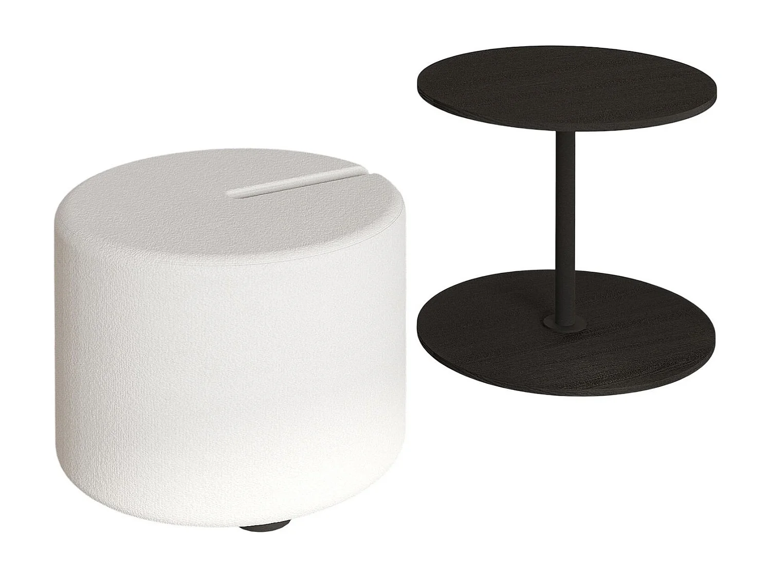 Eleganter "Vexana" Holz-Beistelltisch mit Hocker - Schwarz - 43 x 43 x 47 cm