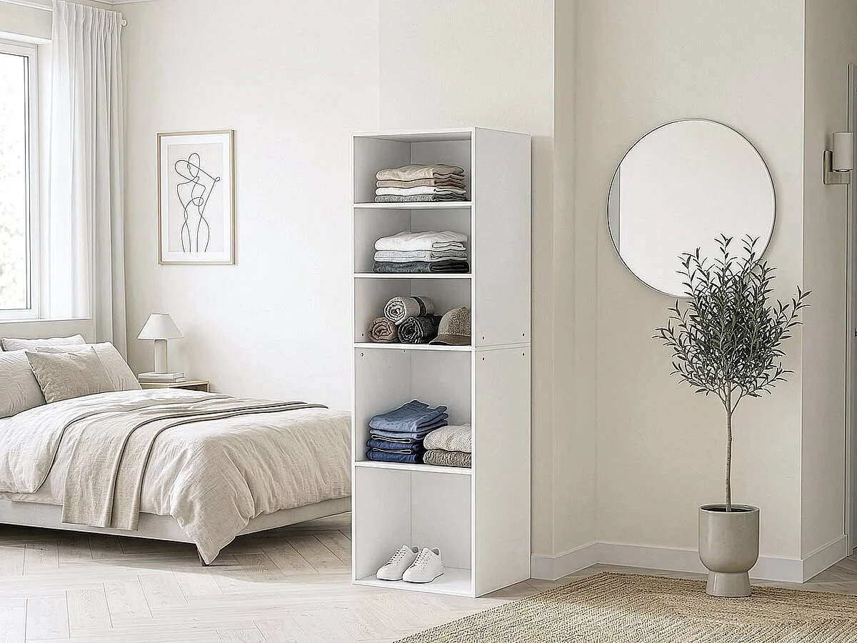 Armoire avec 5 étagères "Opéra" - 60 x 45 x 180 cm - Blanc