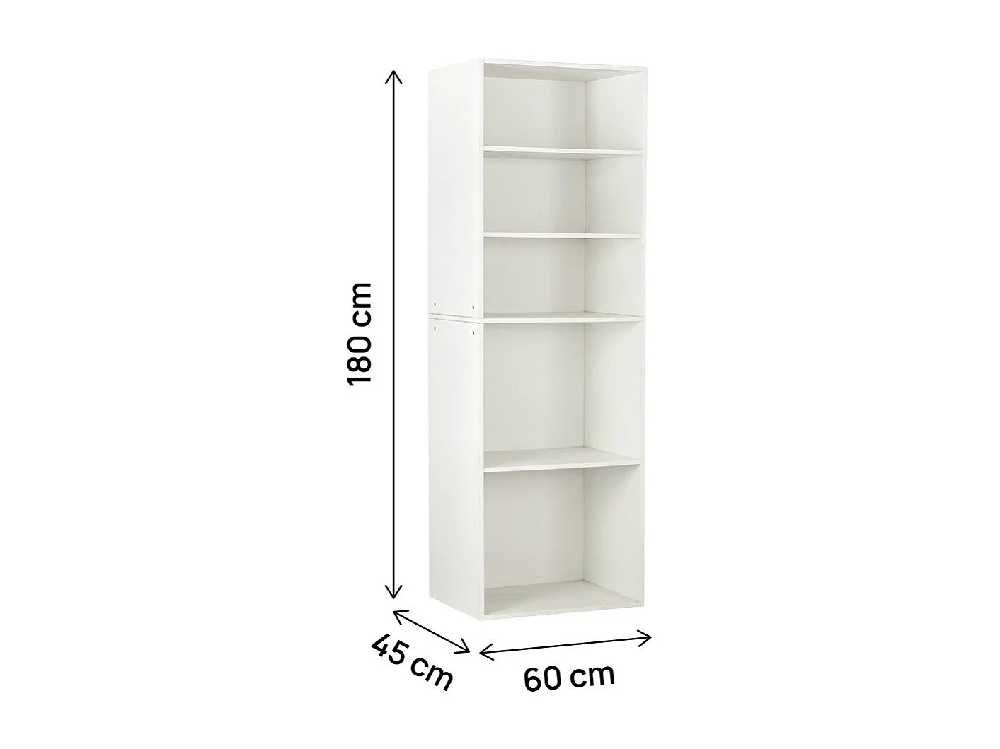 Armoire avec 5 étagères "Opéra" - 60 x 45 x 180 cm - Blanc