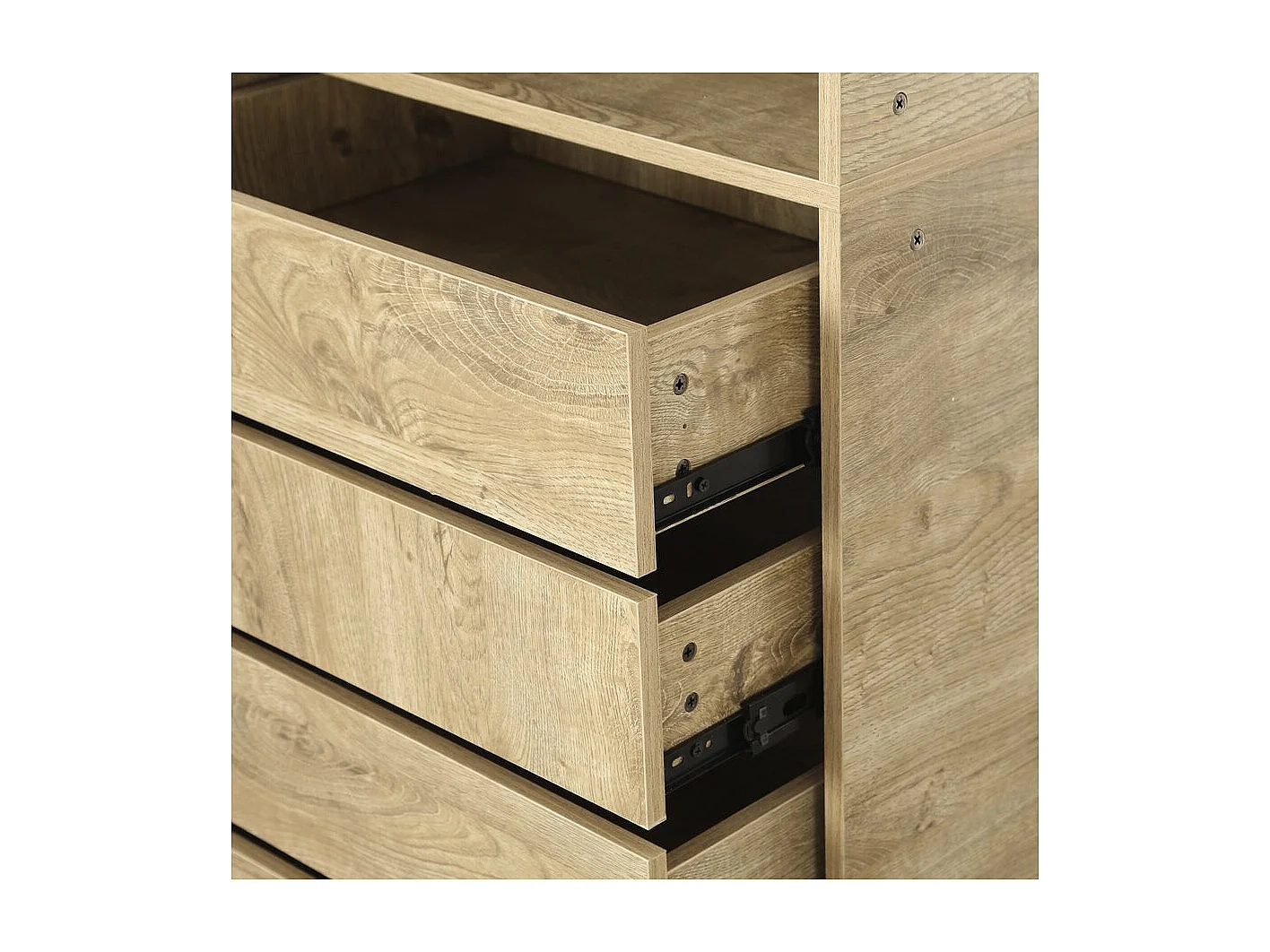 Armoire avec 5 tiroirs et 2 étagères "Opéra" - 60 x 45 x 180 cm - Beige