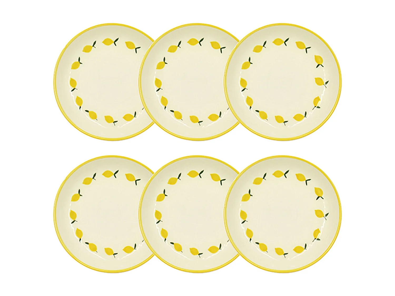 Novastyl - Lot 6 Assiettes Creuses Citron 20.5cm En Grès