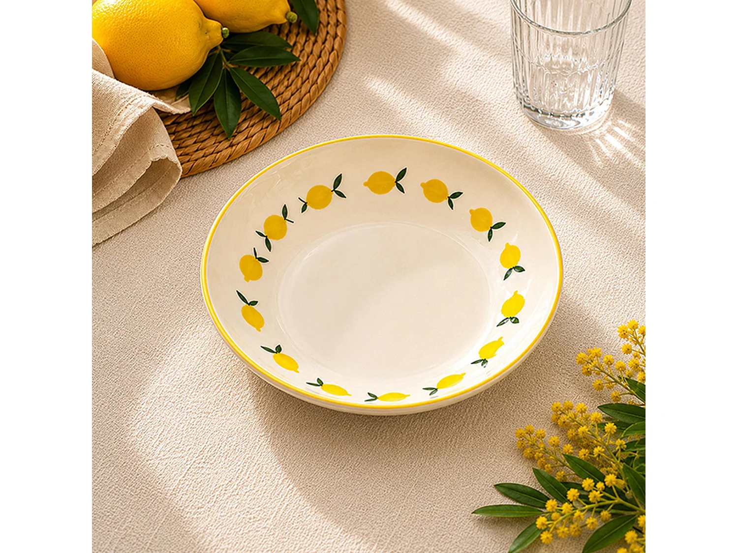 Novastyl - Lot 6 Assiettes Creuses Citron 20.5cm En Grès