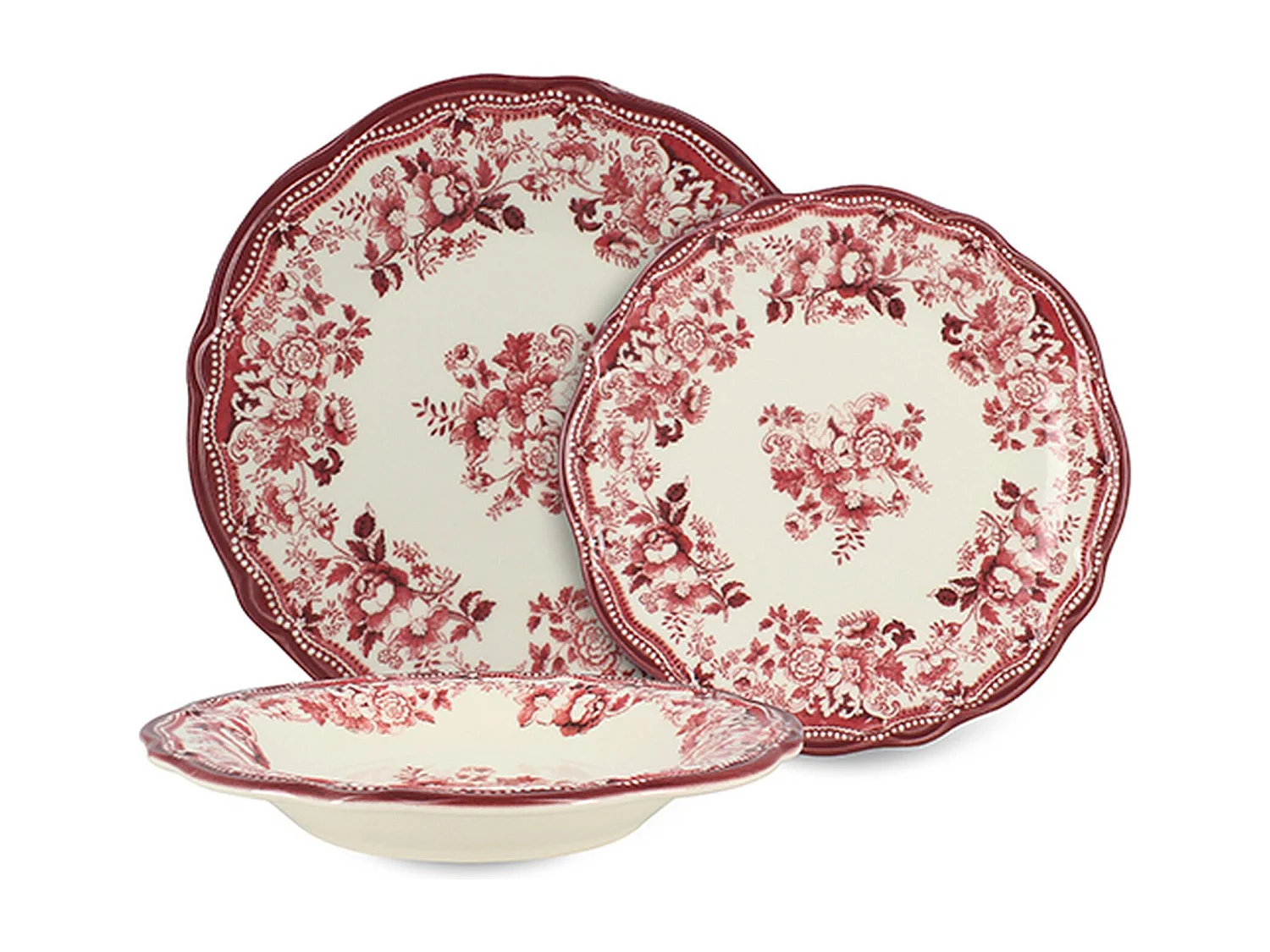 Novastyl - Lot De 36 Assiettes Faustine En Grès Rose