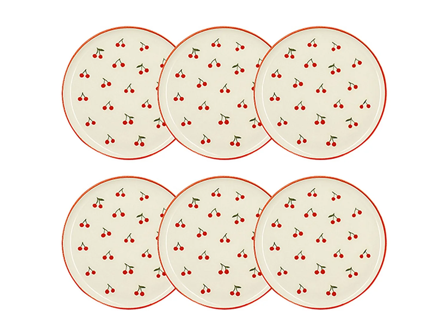 Novastyl - Lot 6 Assiettes Plates Cerise 26cm En Grès