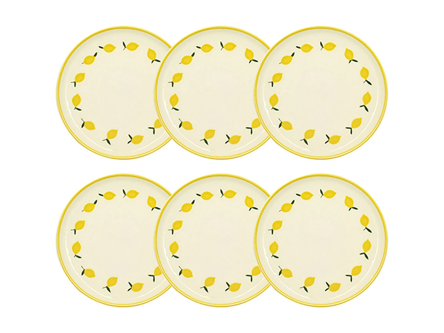 Novastyl - Lot6 Assiettes à Dessert Citron 20cm En Grès