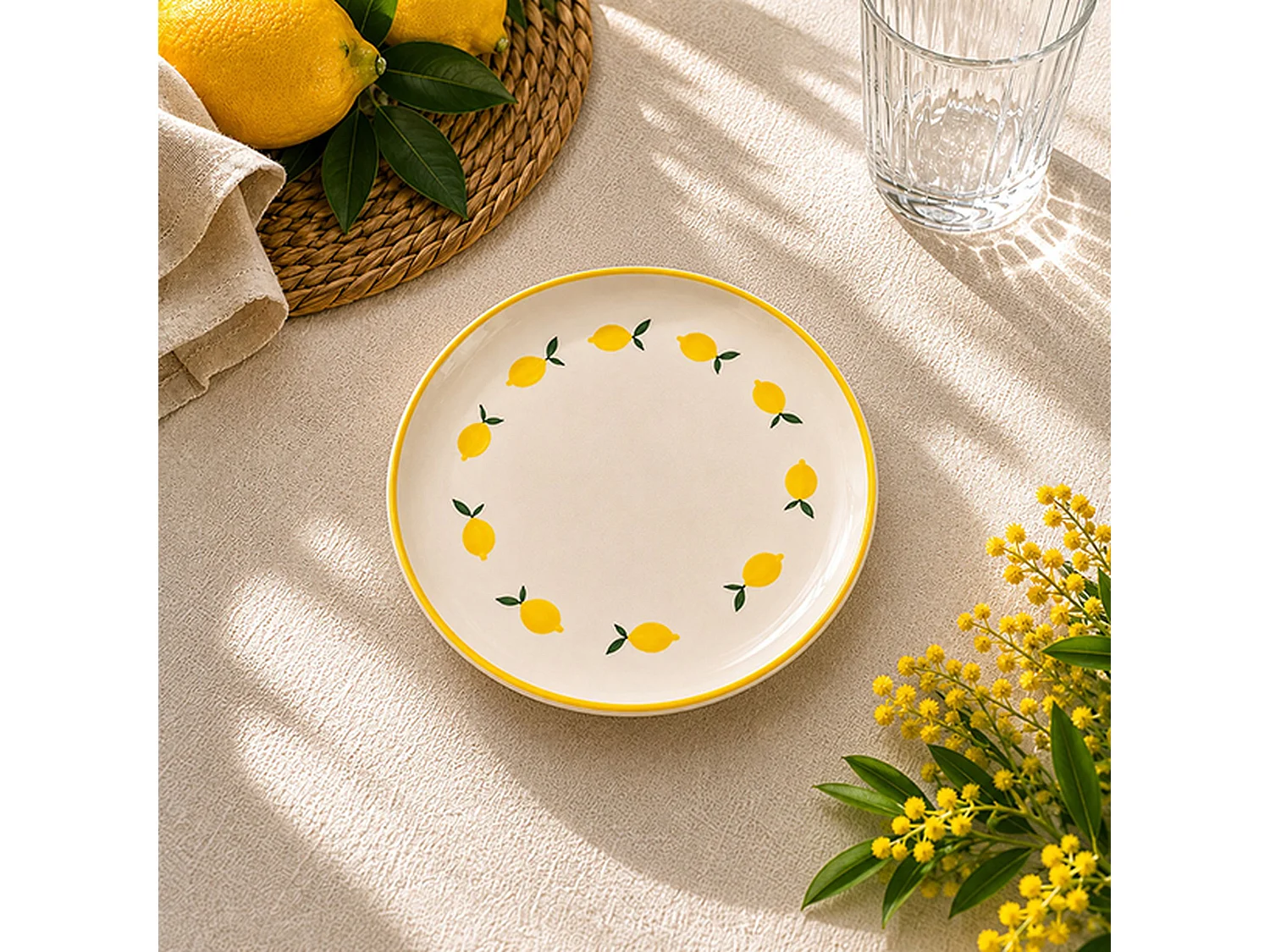 Novastyl - Lot6 Assiettes à Dessert Citron 20cm En Grès